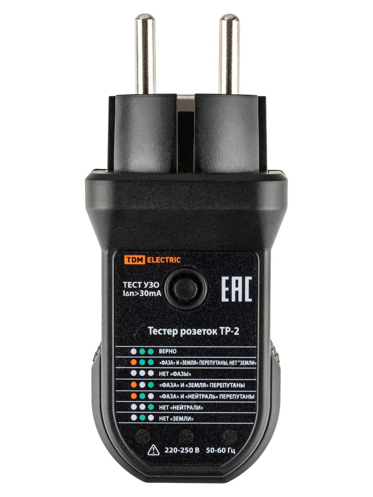Фото Тестер розеток и УЗО ТР-2 TDM {SQ0595-0004} (2)