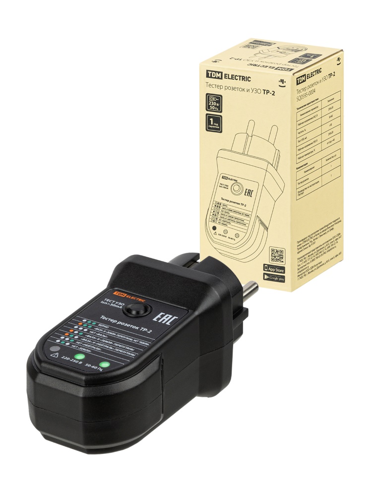 Фото Тестер розеток и УЗО ТР-2 TDM {SQ0595-0004}