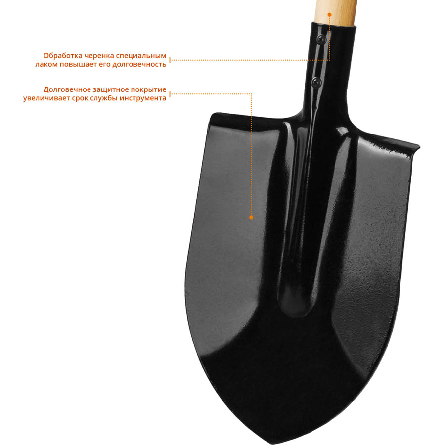 Фото Лопата штыковая, деревянный черенок, GRINDA {421821_z01} (3)