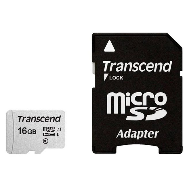 Фото Флеш карта microSD 16GB Transcend microSDHC Class 10 UHS-1 U1, (SD адаптер), TLC {TS16GUSD300S-A}