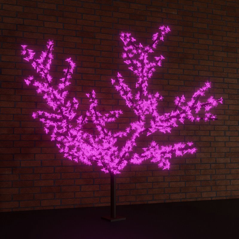 Фото Светодиодное дерево "Сакура", высота 1,5м, диаметр кроны 1,8м, фиолетовые светодиоды, IP65 {531-106}