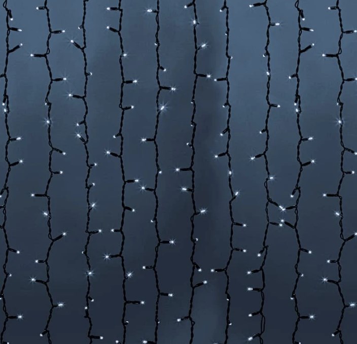 Фото Гирлянда "Светодиодный Дождь" 2х6м, постоянное свечение, черный провод "каучук", 230 В, диоды белые {237-165}
