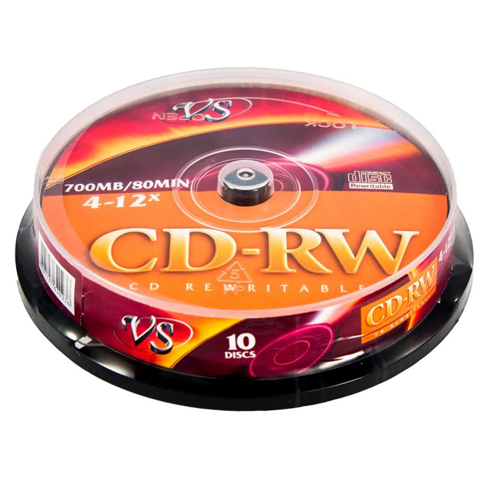 Фото Диск CD-RW VS 700 Mb, 12x, Cake Box (10), (10/200) 20236 {VSCDRWCB1001}
